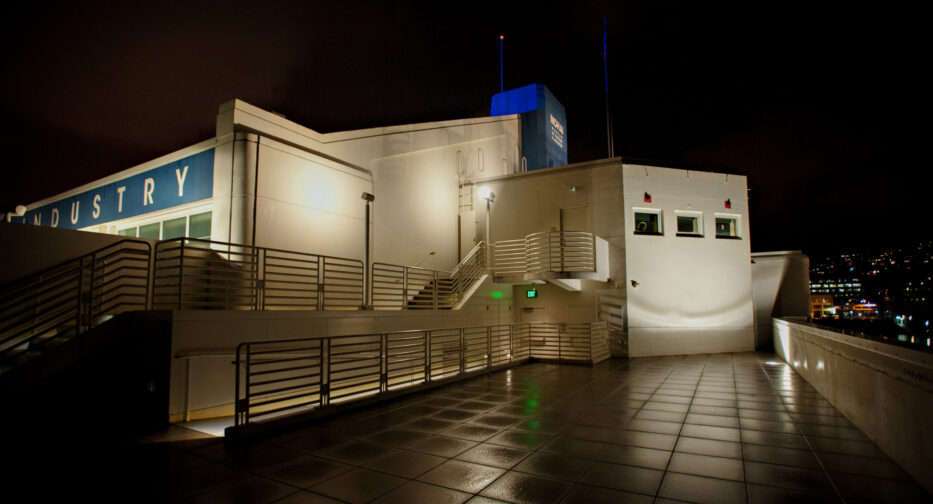 The Stack Family Lakeview Terrace at night.