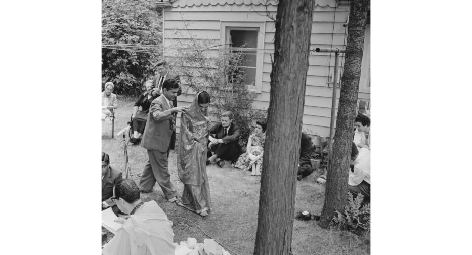The backyard wedding of UW graduate students Naresh Vasishth and Usha Puri on June 29, 1959.