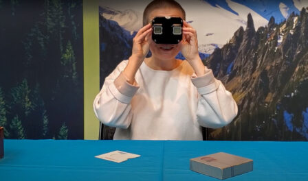 A member of the MOHAI staff demonstrates a Viewfinder.