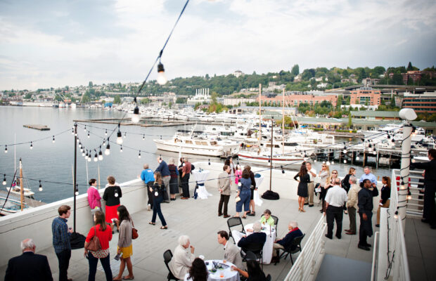 MOHAI members enjoy the terrace overlooking Lake Union in downtown Seattle, WA.