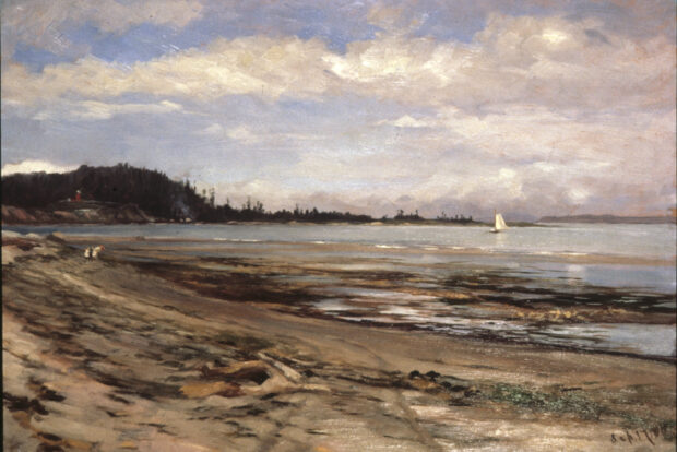 Oil painting of Puget Sound near Port Townsend by Harriet Foster Beecher, September 17, 1888.