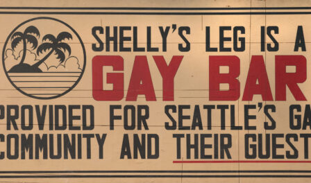 Sign from Shelly's Leg Tavern, located in Pioneer Square, Seattle. Now in MOHAI's collections.