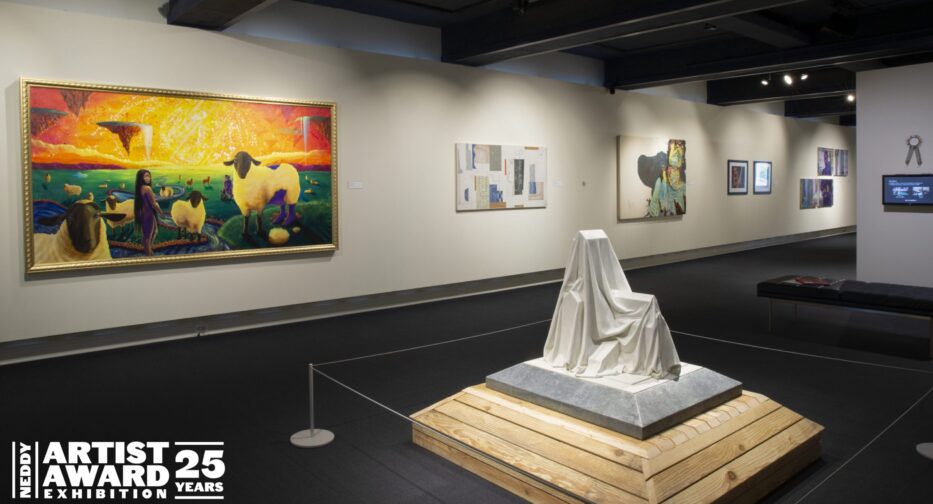 Works of art at Neddy Awards exhibit at MOHAI in Seattle.