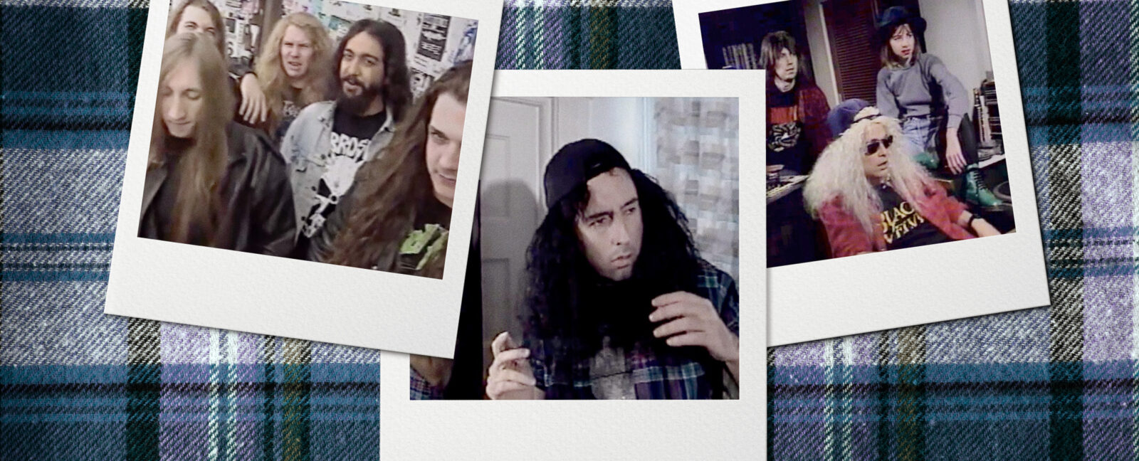 Polaroid photos of various musicians from the Seattle grunge era.