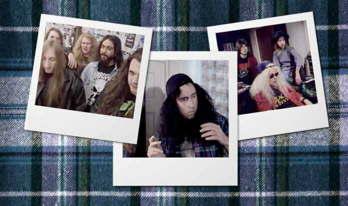 Polaroid photos of various musicians from the Seattle grunge era.