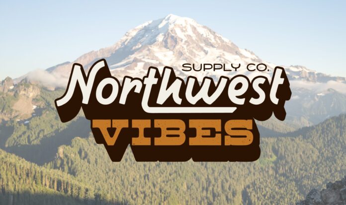 Northwest Vibes Supply Co logo with Mt. Rainier in the background.