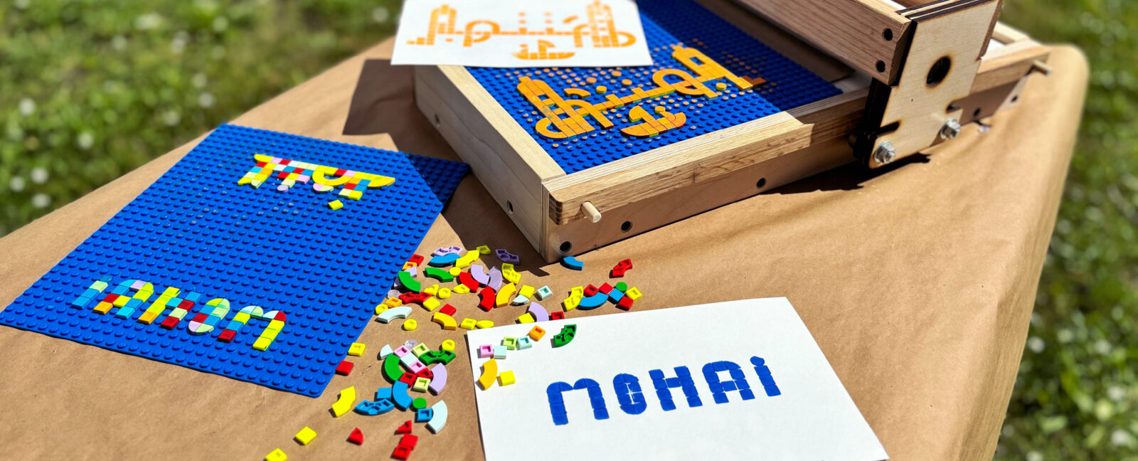 A LEGO print making tool with many colorful
