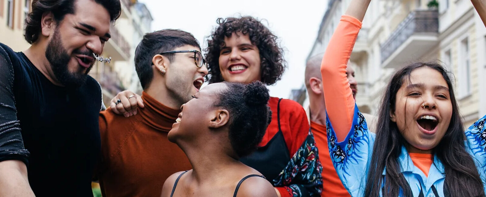 A group of happy people celebrating.