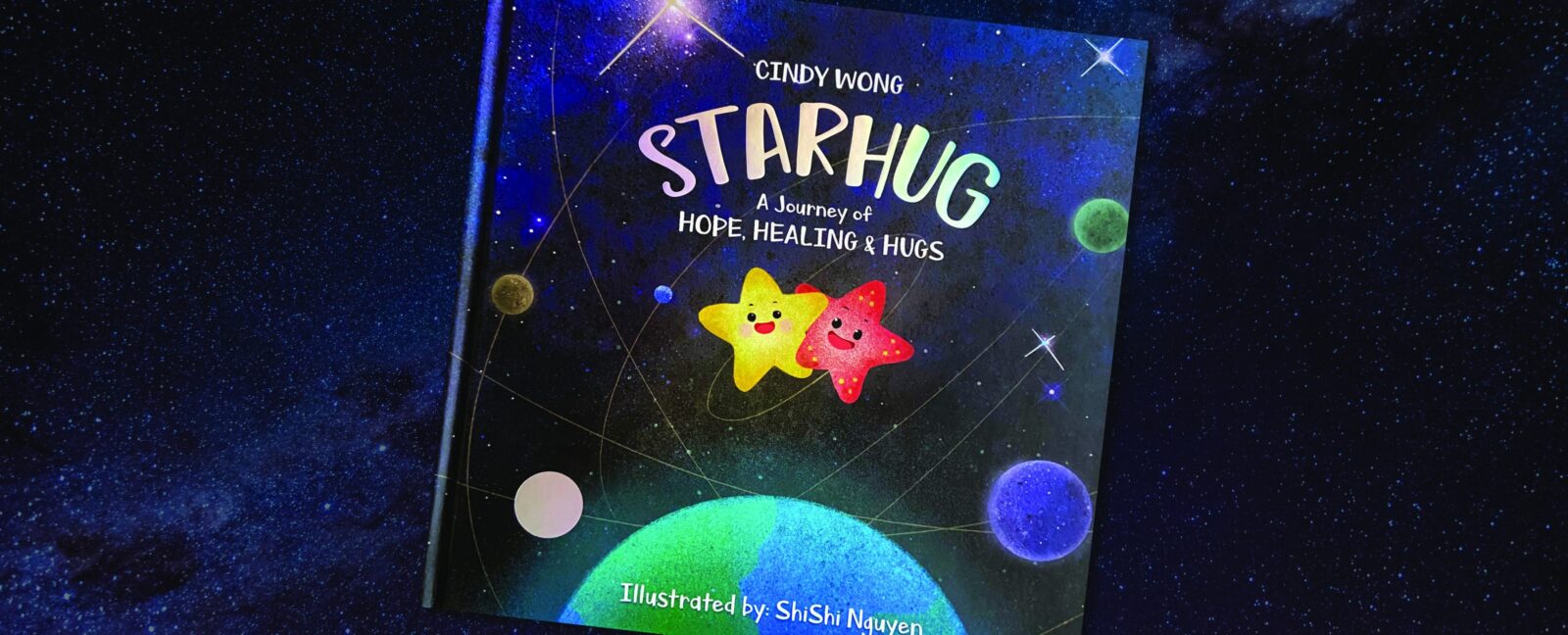 Starhug book cover showing a yellow star and a red sea star in space.