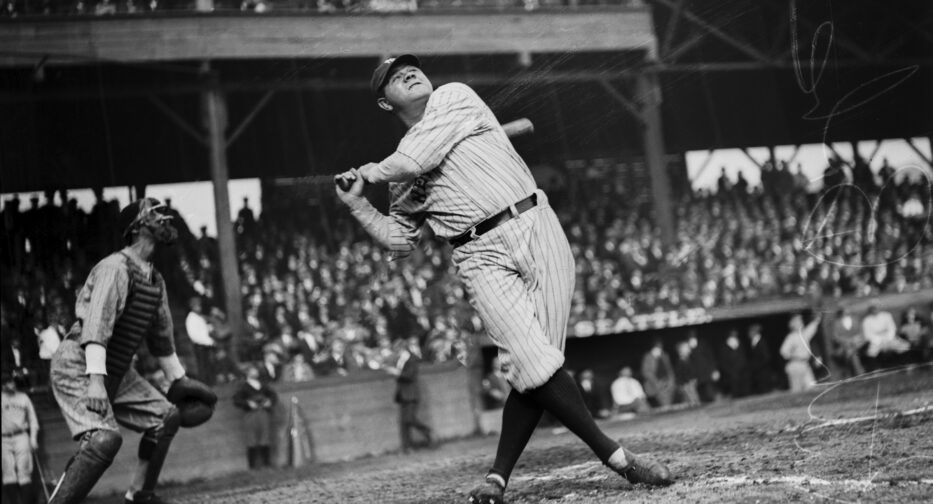 Babe Ruth at bat in Dugdale Park, Seattle, October 19, 1924