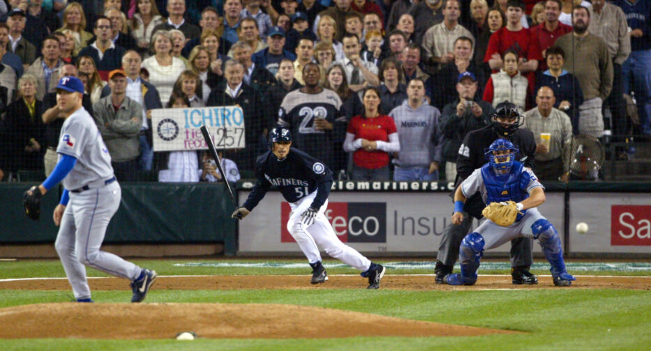 Ichiro Suzuki's record-breaking 258th hit in a season, Safeco Field, Seattle, October 1, 2004