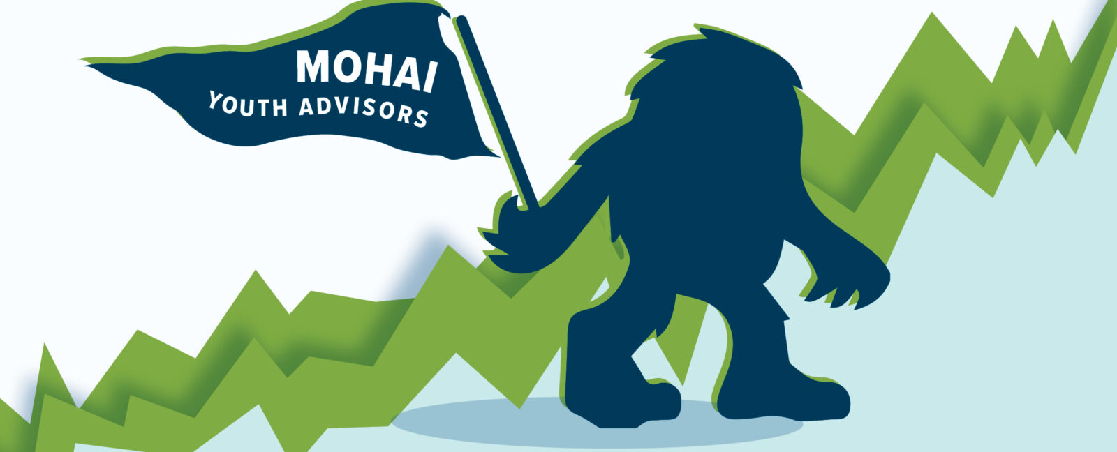 A vector image of Sasquatch holding a pennant reading