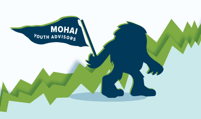 A vector image of Sasquatch holding a pennant reading