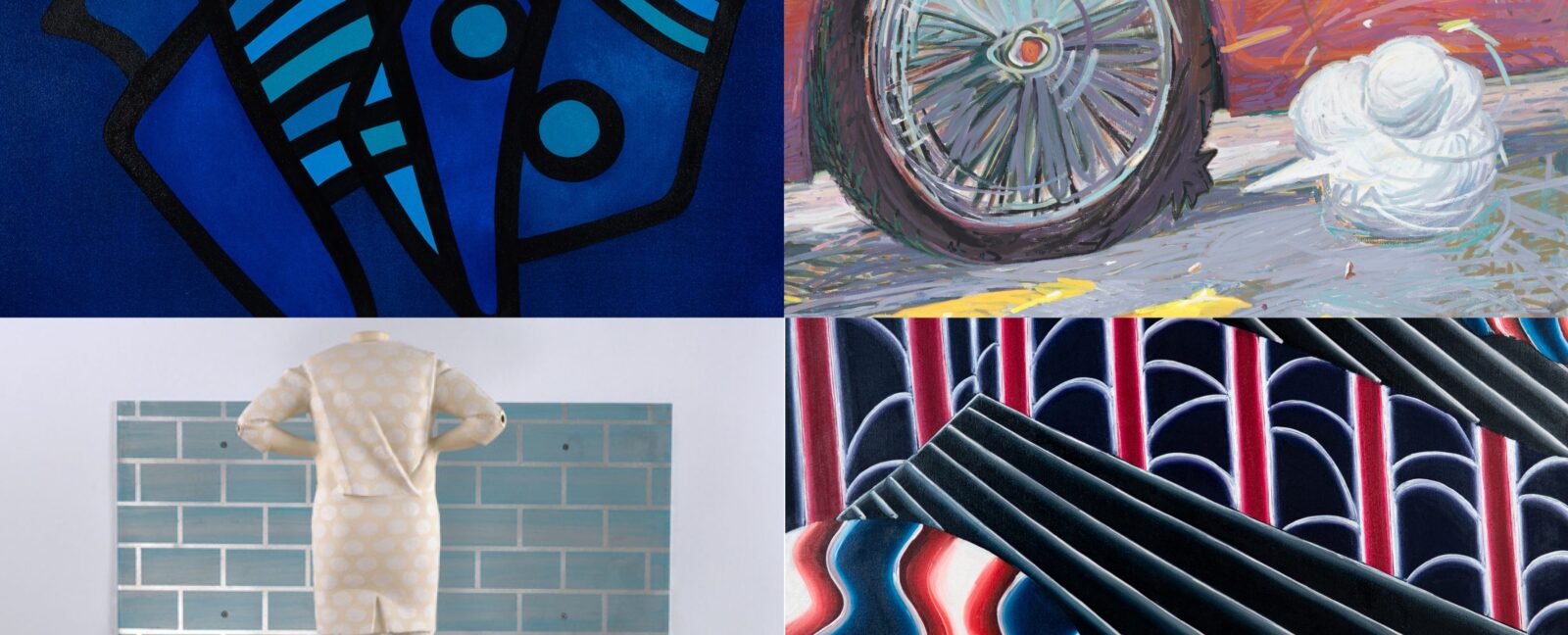 Abstract collection of four pieces of art.