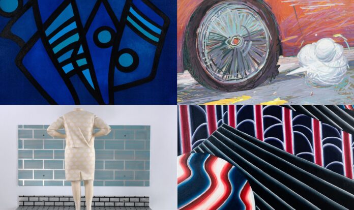 Abstract collection of four pieces of art.