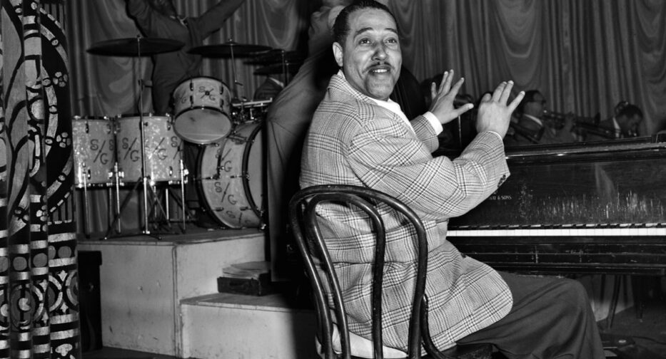 Duke Ellington and his orchestra at the Civic Auditorium on August 27, 1947.