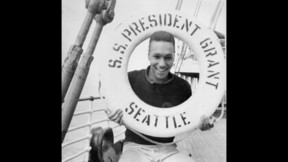 Al Smith on deck of the SS President Grant.