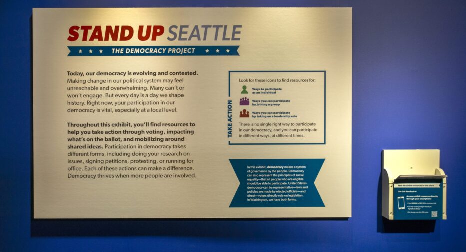 Stand Up Seattle: The Democracy Project details board.