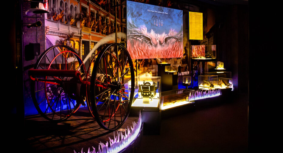 The Great Seattle Fire theater exhibit at MOHAI.