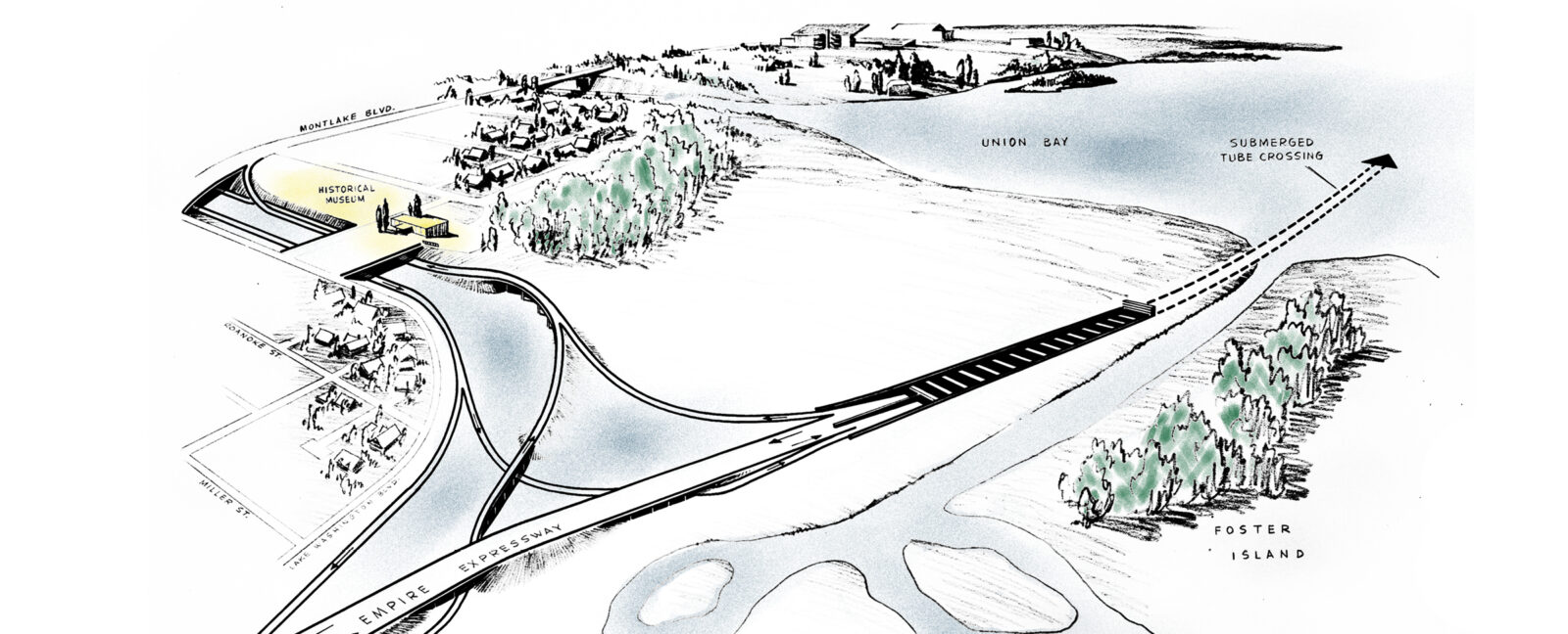 A map of Empire Expressway - a reimagining of Seattle.