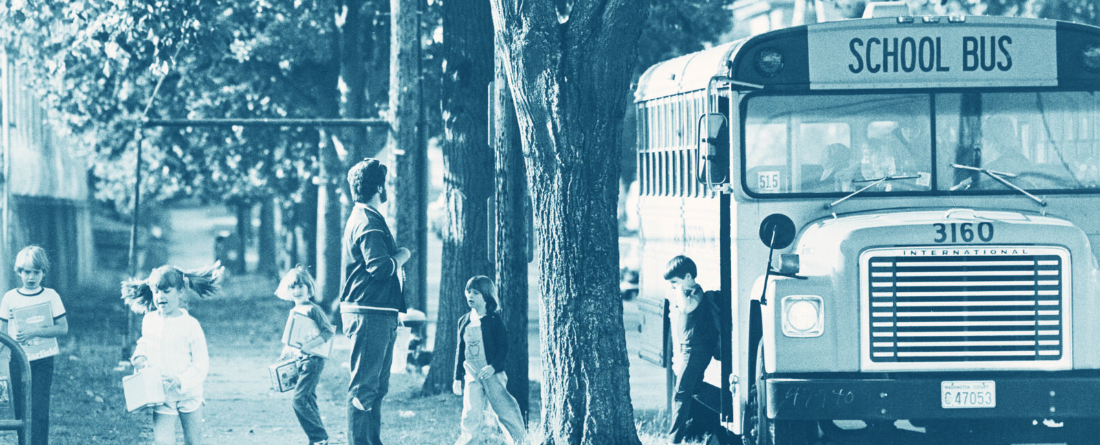 Children exiting school bus