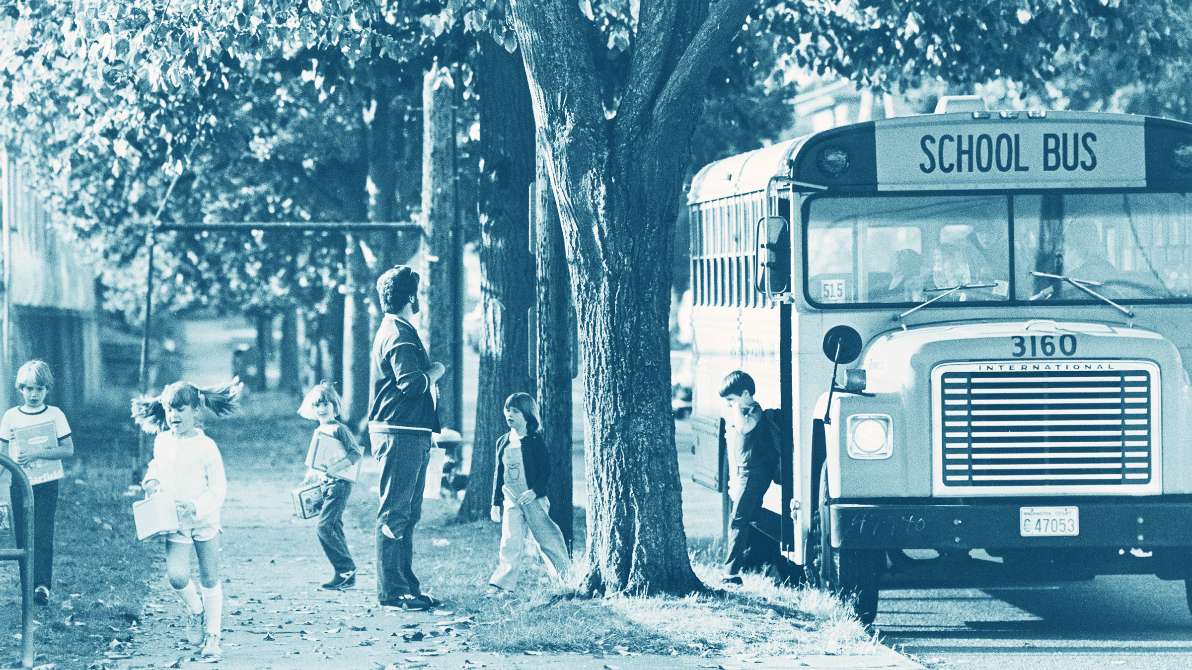 Children exiting school bus