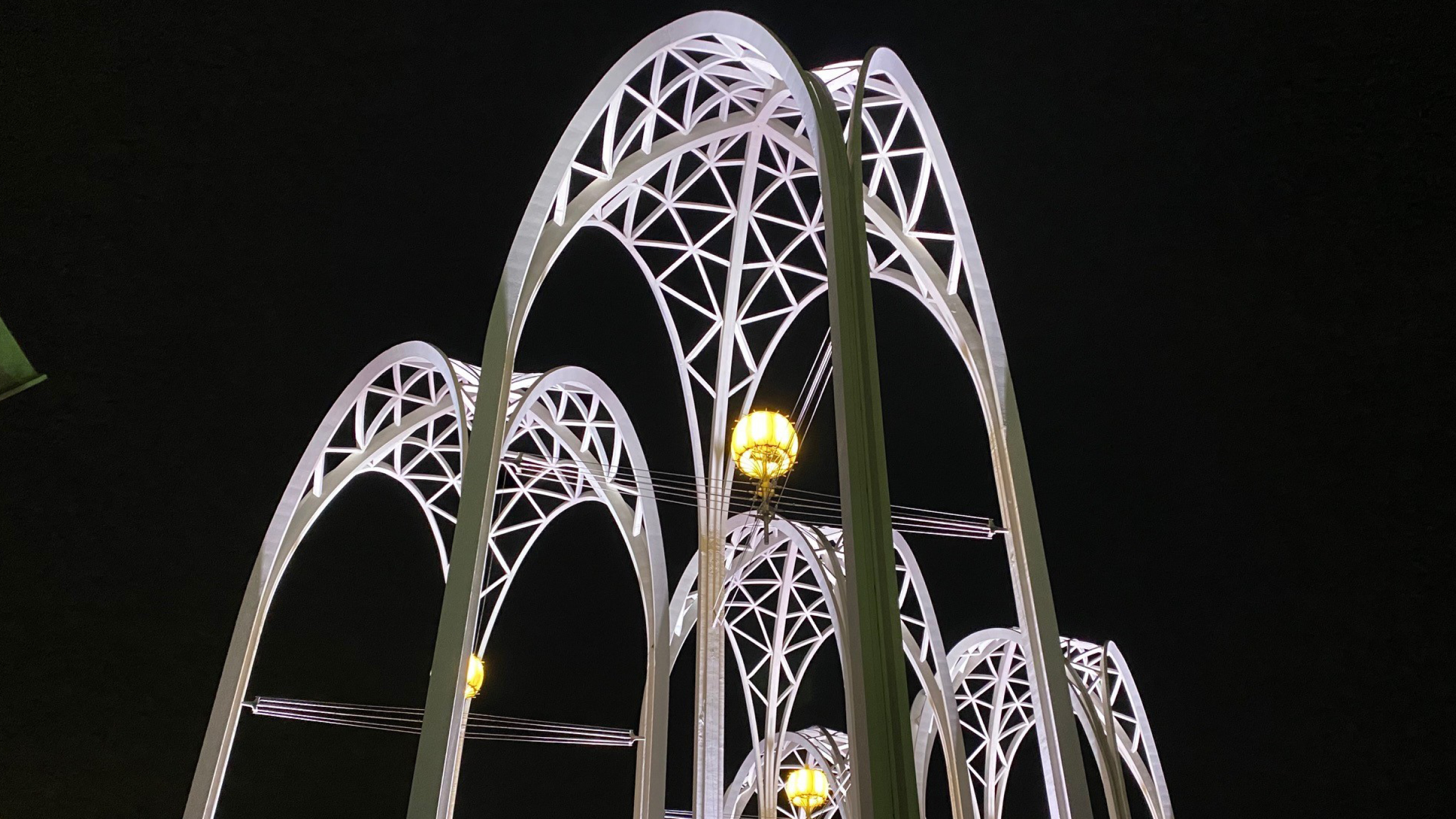 White arches visible behind Pacific Science Center in Seattle