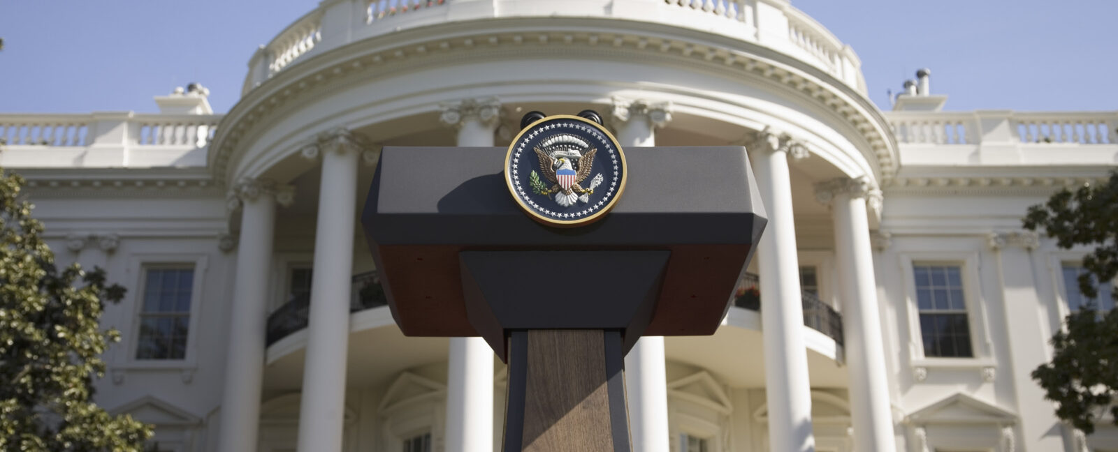 Podium in front of the White House in Washington