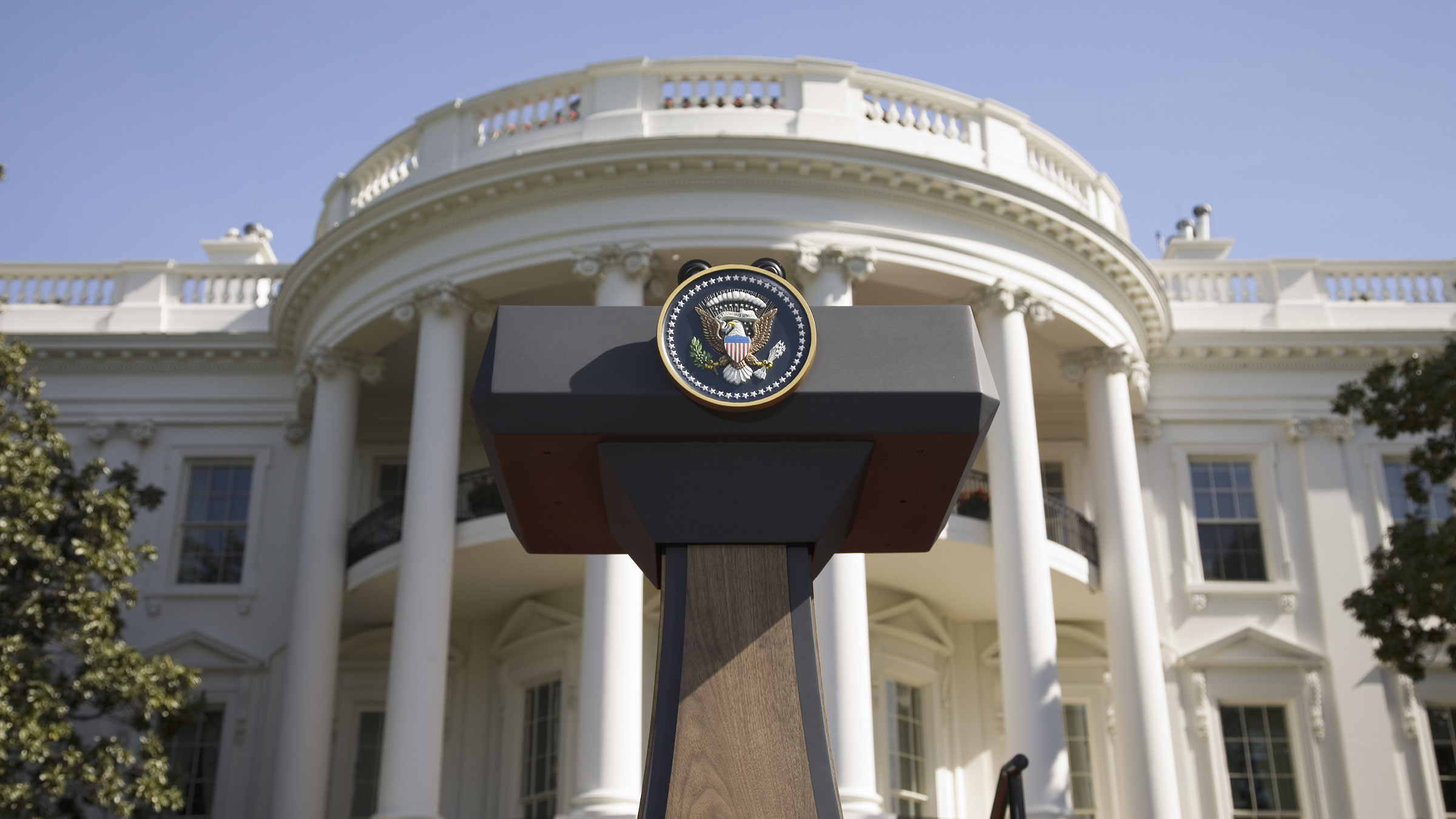 Podium in front of the White House in Washington