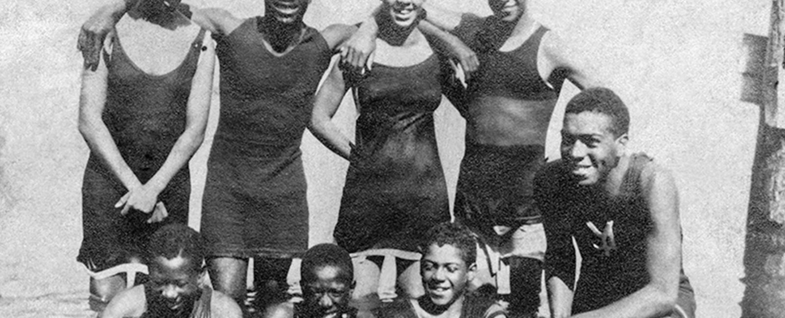 Ansel Adams: Group of African American swimmers.