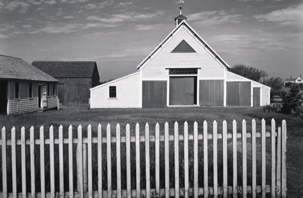 Black and white photo of barn in Cape Cod