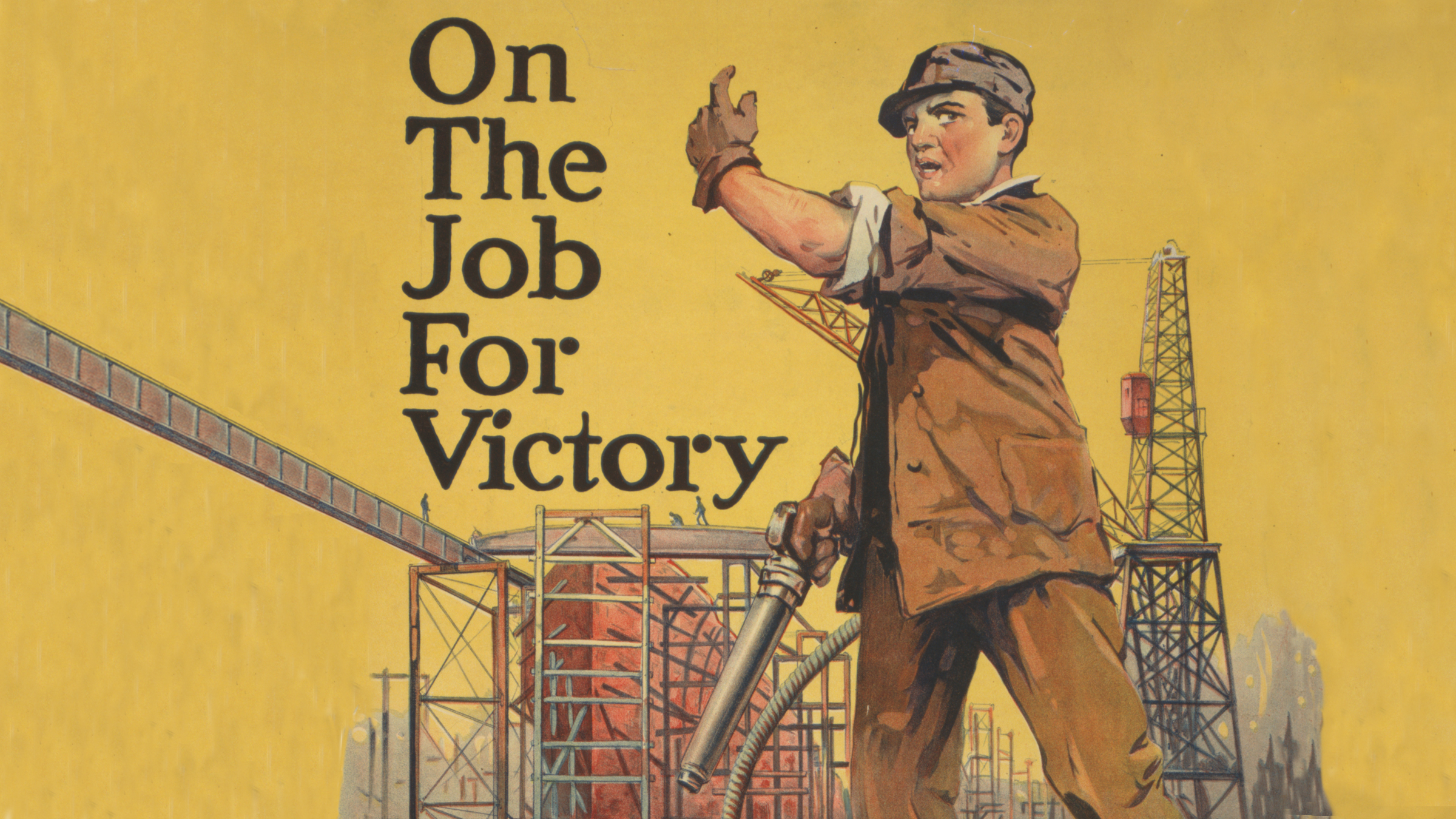 On the job for victory: A group of determined workers in uniforms