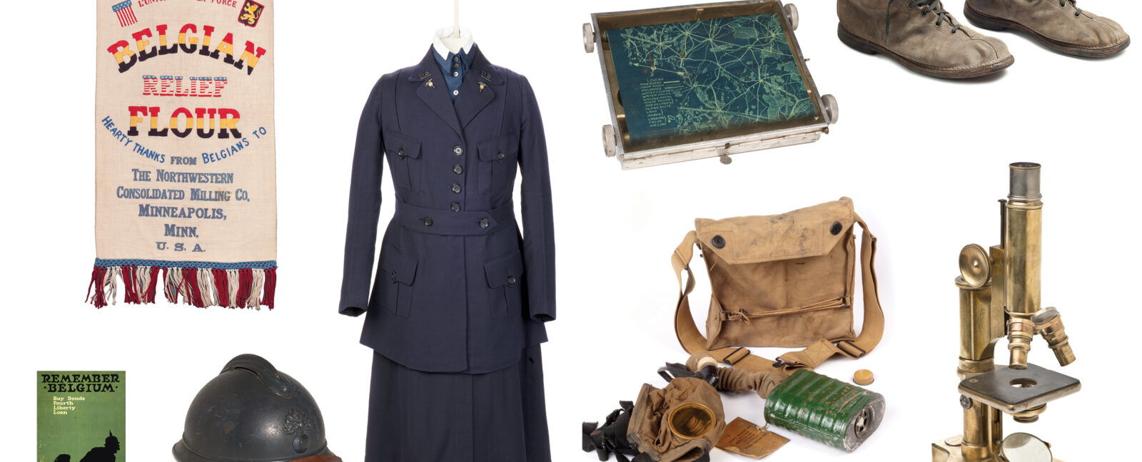 World War II artifacts including a microscope