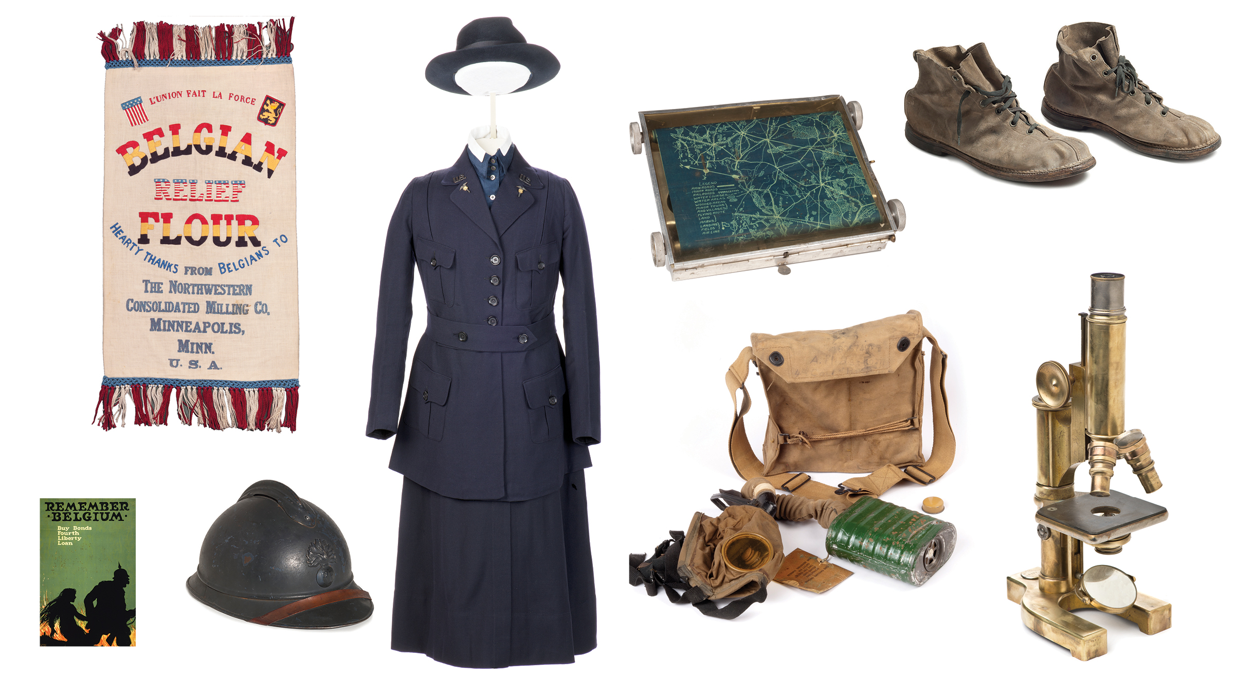 World War II artifacts including a microscope