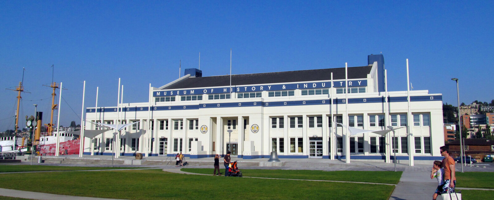 Exterior of MOHAI museum on a clear day with blue skies.