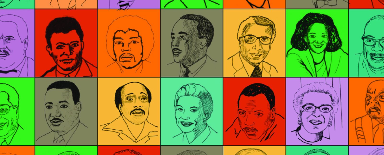 A colorful collage of black people whose names grace Seattle sites.