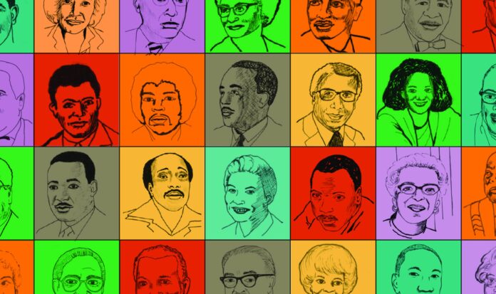 A colorful collage of black people whose names grace Seattle sites.