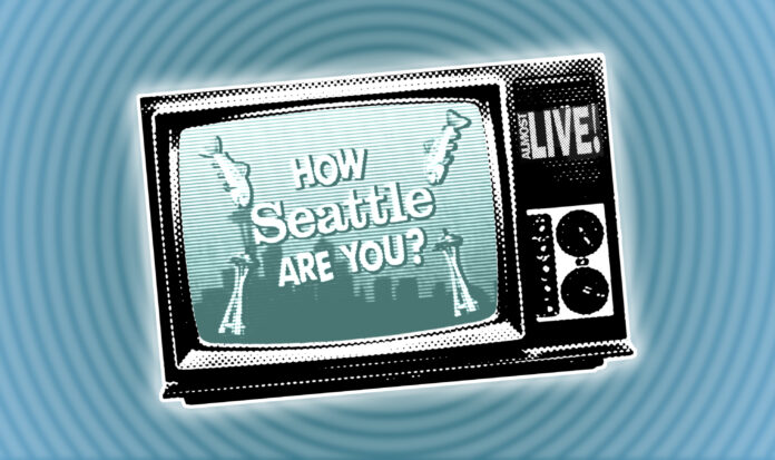 A retro television with "How Seattle Are You?" on the screen.