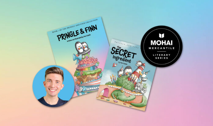 Author, Paul Castle with two of his published childrens' books, Pringle & Finn and The Secret Ingredient.
