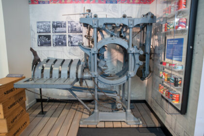 Automated salmon cleaner, "Iron Chink," made by Smith Cannery Machine Company in Seattle, 1909