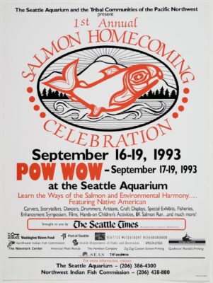 Poster advertising the Salmon Homecoming Celebration September 16-19, 1993 at the Seattle Aquarium.