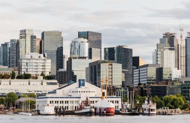 MOHAI viewed from Lake Union with Seattle skyline int he background.