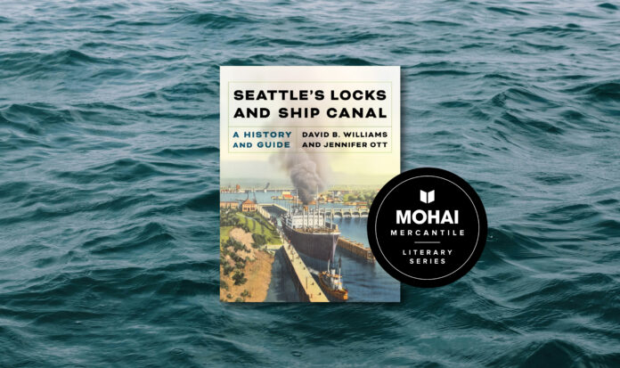 Cover of the book, Seattle's Locks and Ship Canal, with ocean water in the background.