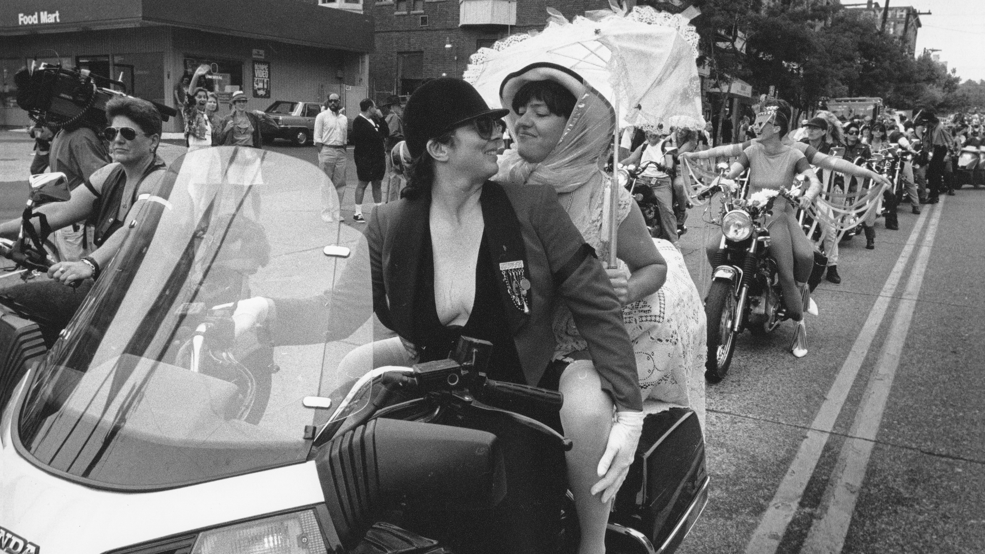 Dykes on Bikes at start of Pride parade, June 27, 1993.